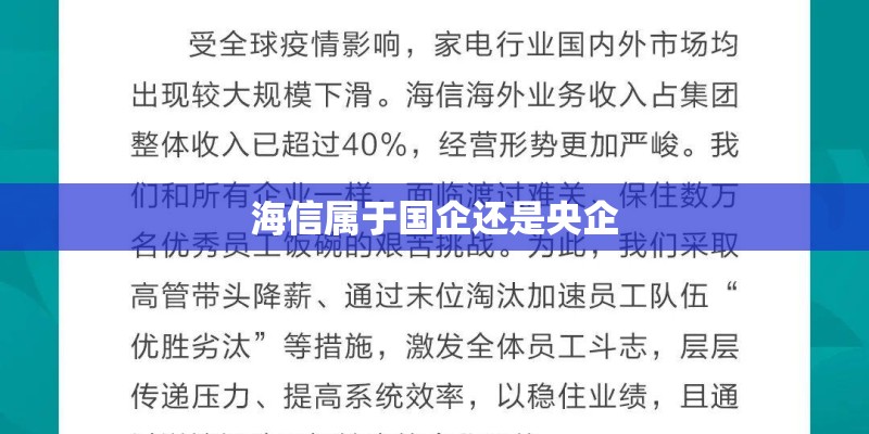 海信属于国企还是央企 海信属于国企还是央企